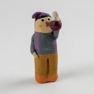 Figura del pastor Carquinyoli bevent en porró, col·lecció de pessebre de Pigmis.