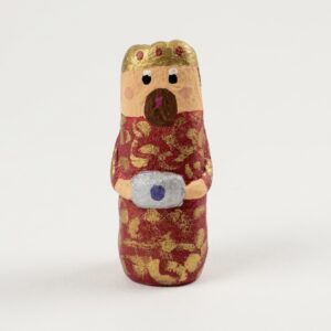 Figura del Rei Gaspar de pessebre en versió Mini, feta a mà a Olot per Pigmis.